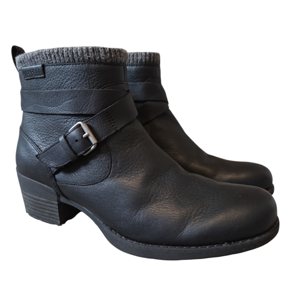 Merrell Shiloh II  Zip Ankle Boot Booties Black Waterproof Leather 10